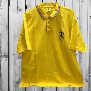 Ferrari Men's Polo in Bright Yellow Vintage 1995 Size L